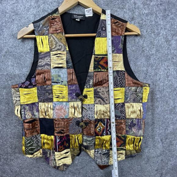 Vintage Nativewear Designs Vest Mens Small Patchwork Textured Western Boho - Picture 5 of 6